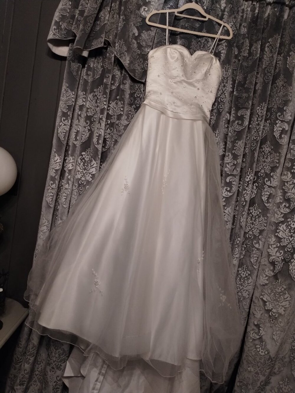 1990 Bridal Original Satin Ballgown w/ Spaghetti Straps